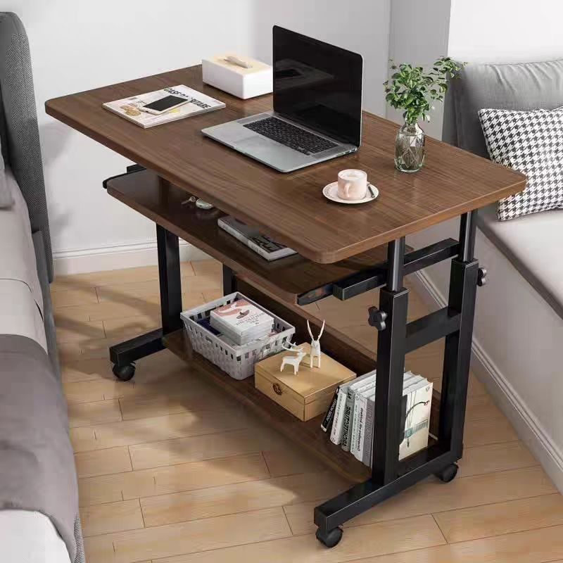 Desk Setup Wood - طاولة صغيرة متحركة، طاولة جانبية للسرير،