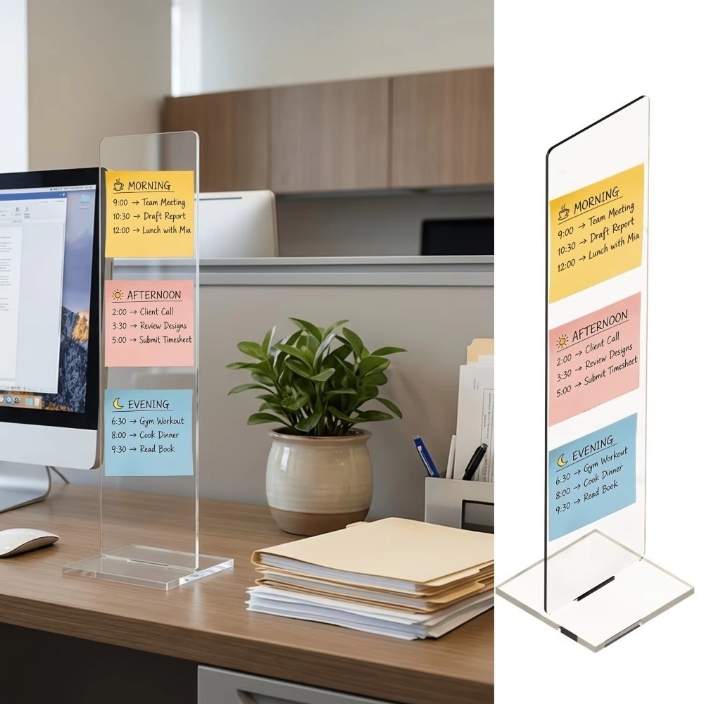 Sticky Memo Holder - لوحة ملاحظات أكريليك متينة قابلة للفصل،
