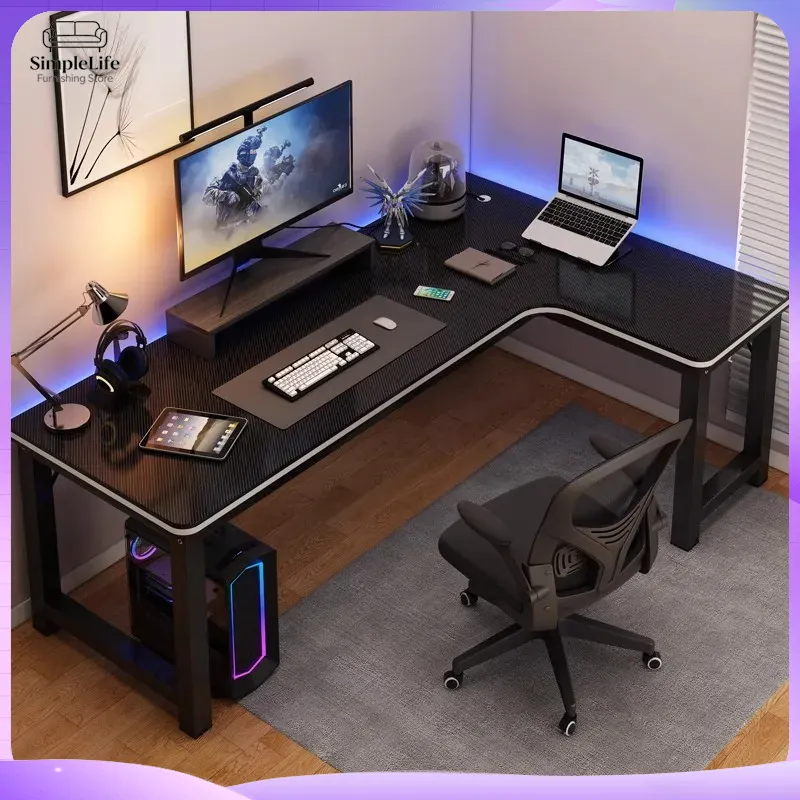 Desk Setup Laptop And Monitor - مكتب ألعاب زاوي للكمبيوتر واللابتوب، مكتب
