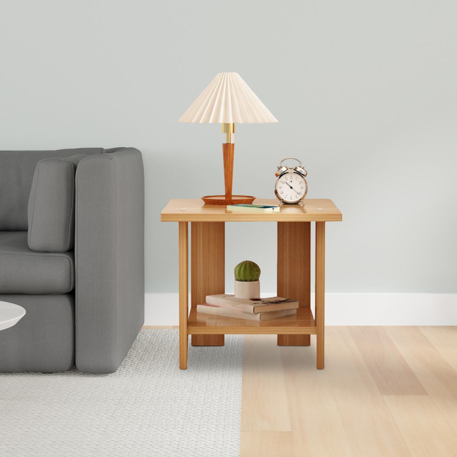 Desk Setup Wood - خشبية مزدوجة الطبقات طاولة جانبية متعددة