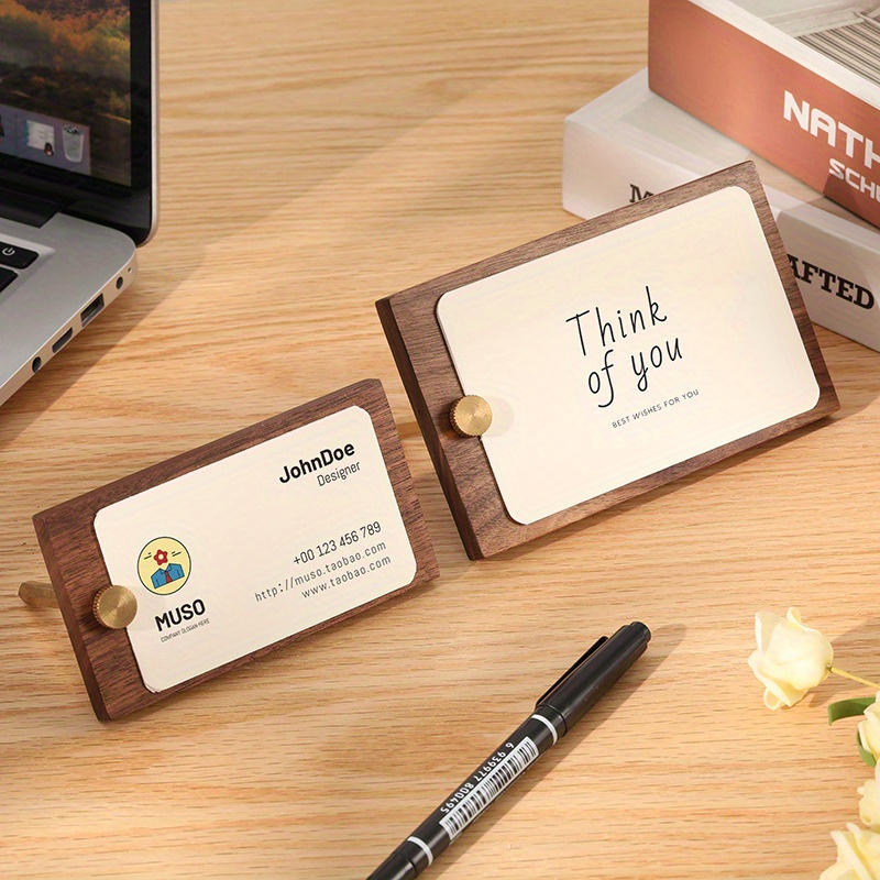 Sticky Memo Holder - مشبك بطاقات عمل من الخشب الصلب،