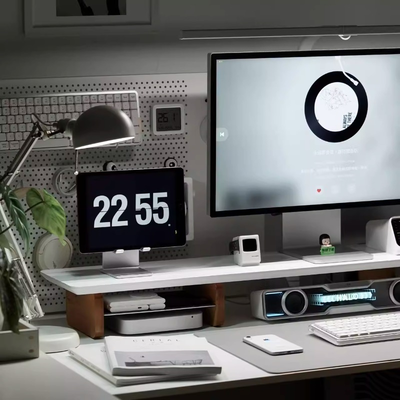 حامل شاشة حديث مريح لرف المكتب - مراجعة Desk Setup Laptop And Monitor وسعره