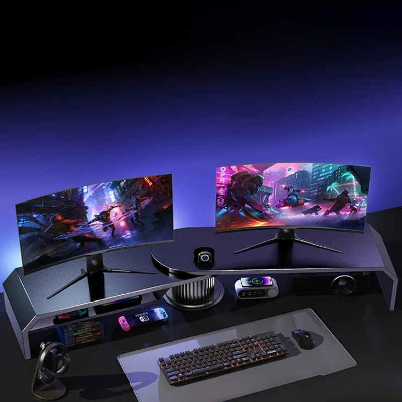 حامل شاشة مزدوج للألعاب، رافع  - مراجعة Desk Setup Laptop And Monitor وسعره